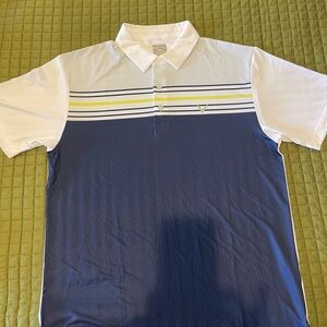 Callaway Navy and White Polo with Yellow Stripes